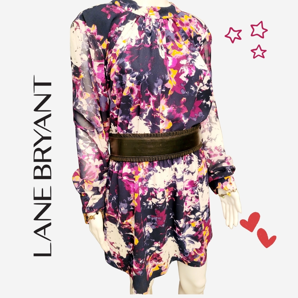Lane Bryant Abstract Print Dress with Belt